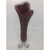Art Glass Burgundy/Maroon Rim Vase - Eva Essentials
